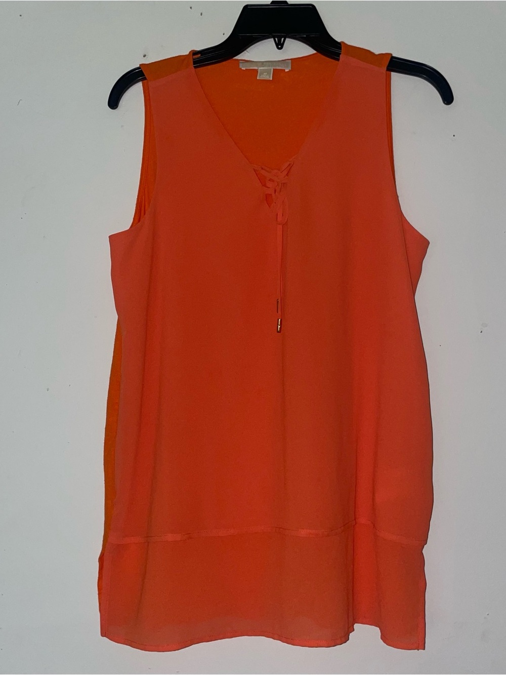 Michael Kors Orange Sleeveless V-Neck Tie-Front Tank Medium